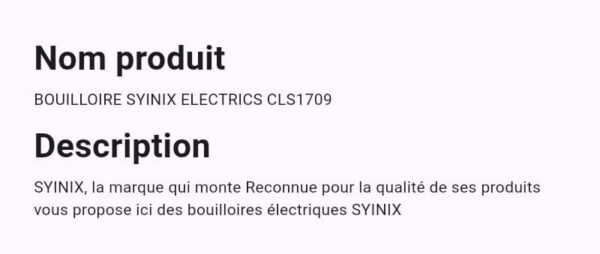 Bouilloire Syinix Electrics CLS1709